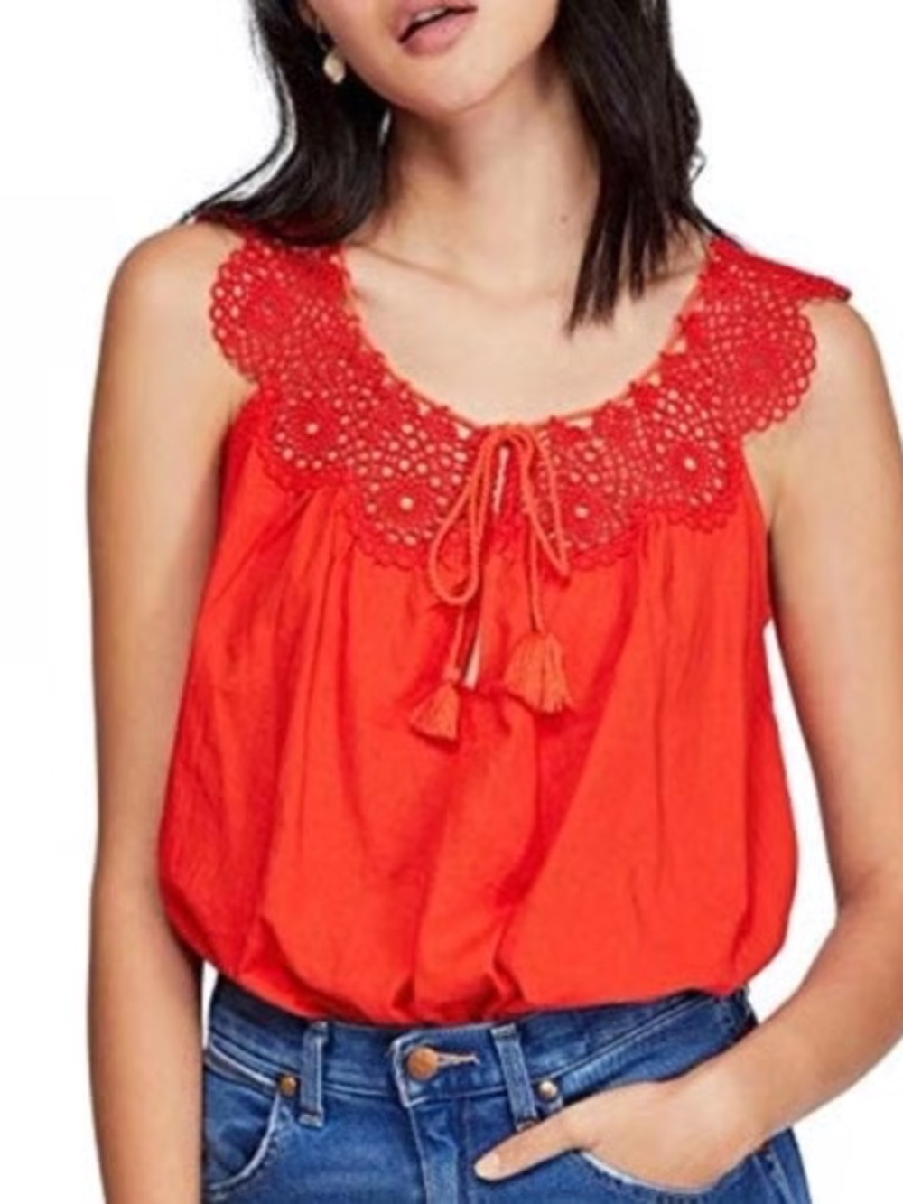 FREE PEOPLE Clover Crochet Sleeveless Camisole Top XSMALL